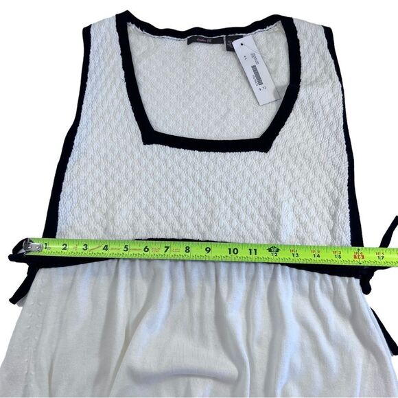 NEW Heather B Moon White / Black Trim Square Neck Knit Tank - Picture 8 of 11